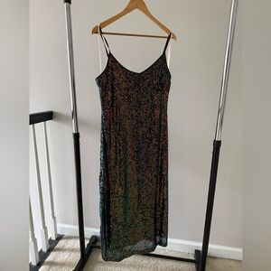 BCBGeneration Iridescent Sequin Midi Slip Dress - Black